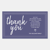 Chic Script Bedankt & Persoonlijk Bericht Navy Bla Rechthoekige Sticker (Voorkant)