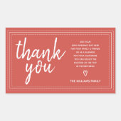 Chic Script Bedankt & Persoonlijk Bericht Rood Cad Rechthoekige Sticker (Voorkant)