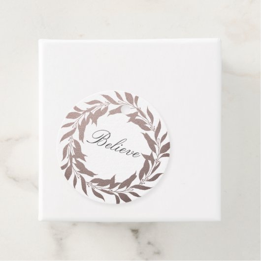 Chic Script Believe Paarse Folie Wreater Kerstmis Bedankjes Labels (In situ)