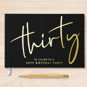 Chic Script Black 30th Birthday Party Gastenboek