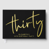 Chic Script Black 30th Birthday Party Gastenboek (Voorkant)
