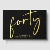 Chic Script Black 40ste verjaardagsfeestje Gastenboek (Voorkant)