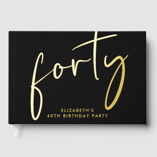 Chic Script Black 40ste verjaardagsfeestje Gastenboek (Voorkant)