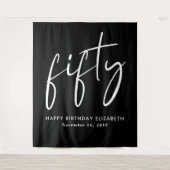 Chic Script Black 50ste verjaardagsfeestje Wandkleed (Voorkant)