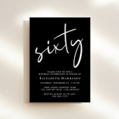 Chic Script Black 60th Birthday Party Kaart