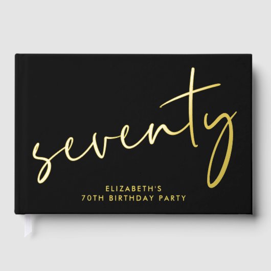 Chic Script Black 70ste verjaardagsfeestje Gastenboek (Voorkant)