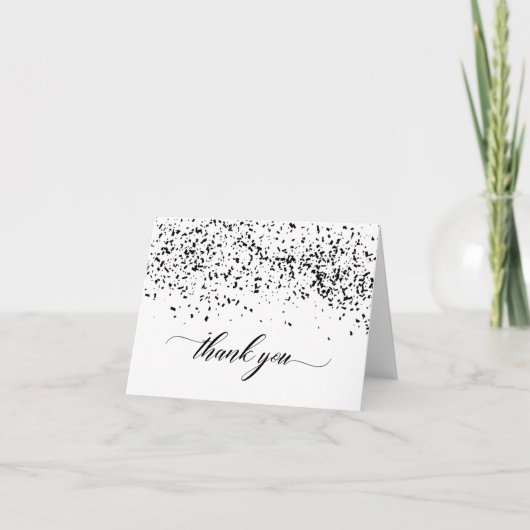 Chic Script Black Confetti Afstuderen Hartelijk da Bedankkaart (Voorkant)