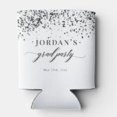 Chic Script Black Confetti Graduation Blikjeskoeler (Achterkant)