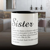 Chic Script Black en White Cool Sister Definition Tweekleurige Koffiemok