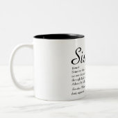 Chic Script Black en White Cool Sister Definition Tweekleurige Koffiemok (Links)