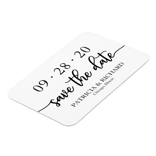 Chic Script Black en White Wedding Save the Date Magneet (Linkerzijde)