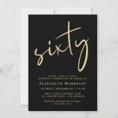 Chic Script Black Gold 60ste Verjaardagsfeestje Kaart (Voorkant)