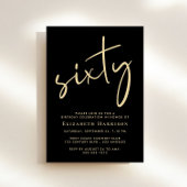 Chic Script Black Gold 60th Birthday Party Kaart
