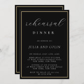 Chic Script Black Repetitie Diner Uitnodiging (Voorkant / Achterkant)