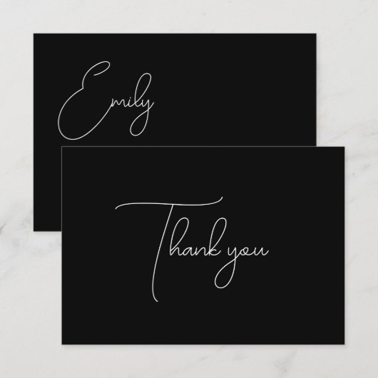 Chic Script Black Vrijgezellenfeest Hartelijk dank Bedankkaart (Voorkant / Achterkant)