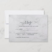 Chic Script Black White Minimal Wedding RSVP Kaartje (Voorkant)