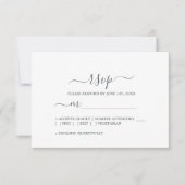 Chic Script Black White Minimal Wedding RSVP Kaartje (Voorkant)