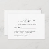 Chic Script Black White Minimal Wedding RSVP Kaartje (Voorkant / Achterkant)