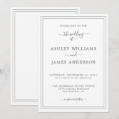 Chic Script Black White Wedding-uitnodiging Kaart (Voorkant / Achterkant)