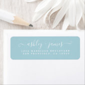 Chic Script Blauwe Gloed Huwelijk Retouradres Labe Etiket (Insitu)