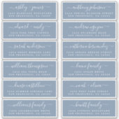 Chic Script Blauwe Huwelijks Gast Adres Labels (Voorkant)