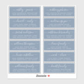 Chic Script Blauwe Huwelijks Gast Adres Labels (Vel)