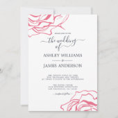 Chic Script Bloemige Omlijning Roze Roos Bruiloft Kaart (Voorkant)