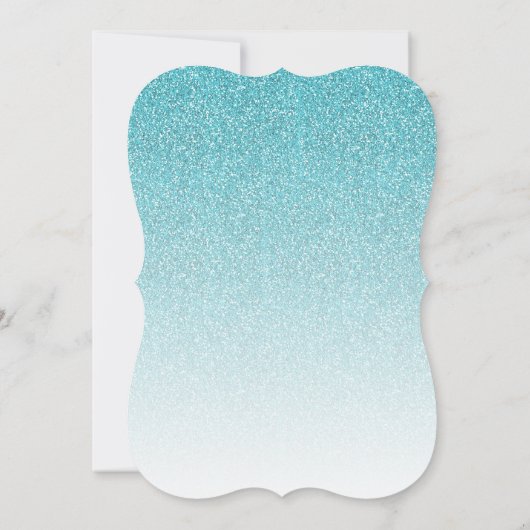 Chic Script Blue Glitter ombre Kerstparty IV Kaart (Achterkant)