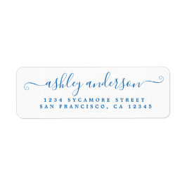 Chic Script Blue Ink Name Return-adres Etiket