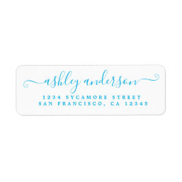 Chic Script Blue Ink Name Return Label