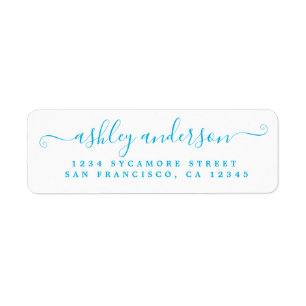 Chic Script Blue Ink Name Return Label