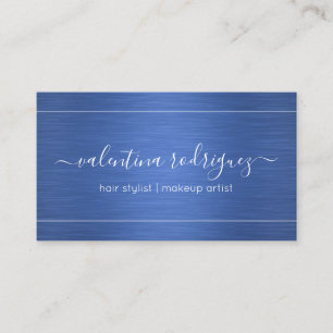 Chic Script Blue Metallic look Modern minimalist Visitekaartje