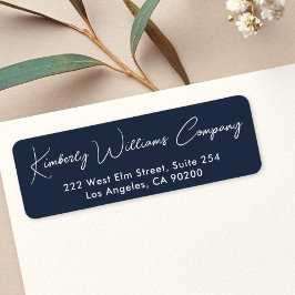 Chic Script Blue Return Address Etiket