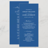 Chic Script Blue Simple Minimal Wedding Programmakaart (Voorkant / Achterkant)
