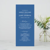 Chic Script Blue Simple Minimal Wedding Programmakaart (Staand voorkant)