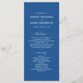 Chic Script Blue Simple Minimal Wedding Programmakaart (Voorkant)