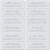 Chic Script Blue Wedding Guest Adresetiketten Sticker (Voorkant)