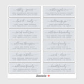Chic Script Blue Wedding Guest Adresetiketten Sticker (Vel)