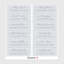 Chic Script Blue Wedding Guest Adresetiketten