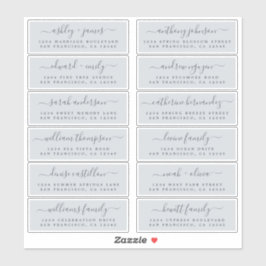 Chic Script Blue Wedding Guest Adresetiketten Sticker