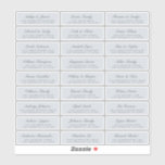 Chic Script Blue Wedding Guest Adresetiketten Sticker<br><div class="desc">Eenvoudig te personaliseren, namen en adressen / stickers van het huwelijksadres voor gasten. GROOTTE INDIVIDUELE ETIKETTERS: 0, 85 X 2, 64" Deze smakelijke, moderne en eenvoudige bruiloft-adresetiketten zijn voorzien van uw trouwgastnamen in een zwart elegant handgeschreven script dat kalligrafie bevat op een pastelblauwe achtergrond. Voeg gewoon uw individuele trouwgastennamen en...</div>