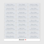 Chic Script Blue Wedding Guest Adresetiketten Sticker (Vel)