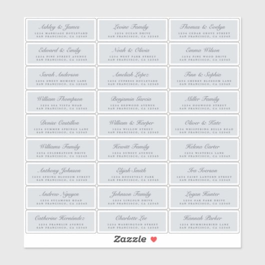 Chic Script Blue Wedding Guest Adresetiketten Sticker (Vel)