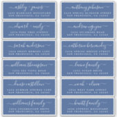 Chic Script Blue Wedding Guest Adresetiketten Sticker (Voorkant)