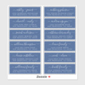 Chic Script Blue Wedding Guest Adresetiketten Sticker (Vel)