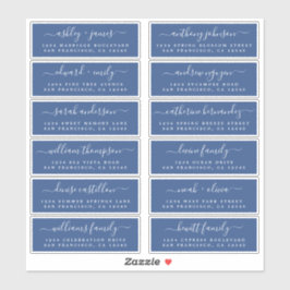 Chic Script Blue Wedding Guest Adresetiketten Sticker