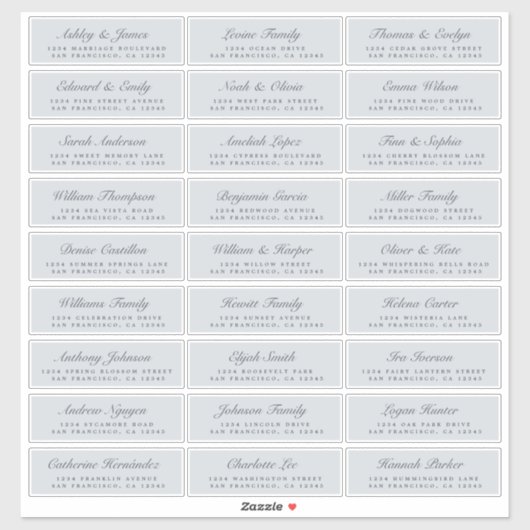 Chic Script Blue Wedding Guest Adresetiketten Sticker (Vel)
