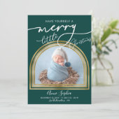 Chic Script Boog Frame Geboorteaankondiging Feestdagenkaart (Staand voorkant)