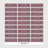 Chic Script bordeauxrode trouwgast adreslabels Sticker (Vel)