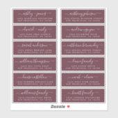 Chic Script bordeauxrode trouwgast adreslabels Sticker (Vel)